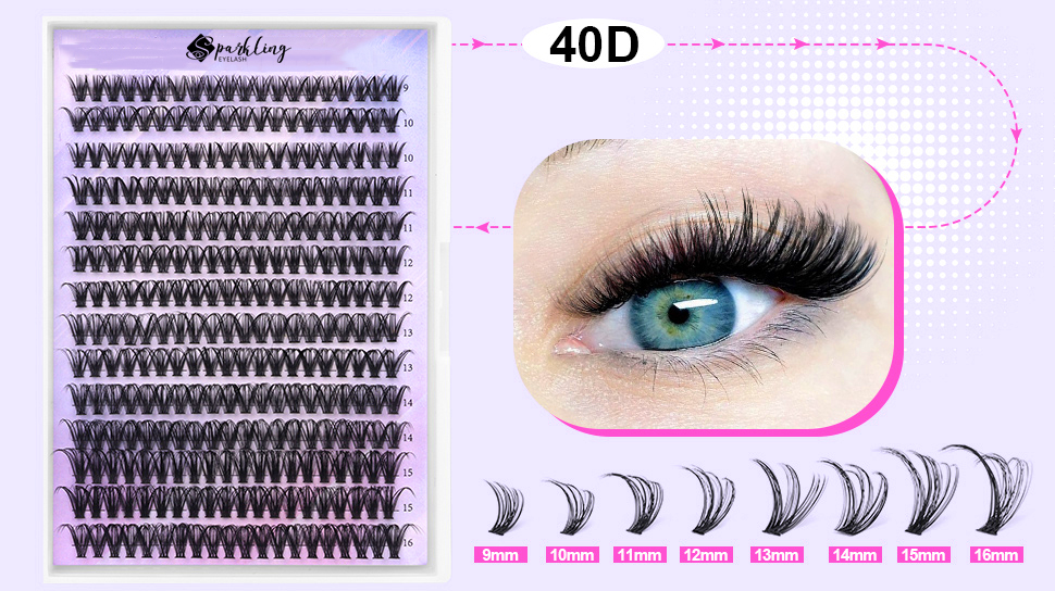 ขนตางอนสวยด้วยการต่อขนตาแบบ DIY โดยใช้คลัสเตอร์ขนตา 40D แบบปุย