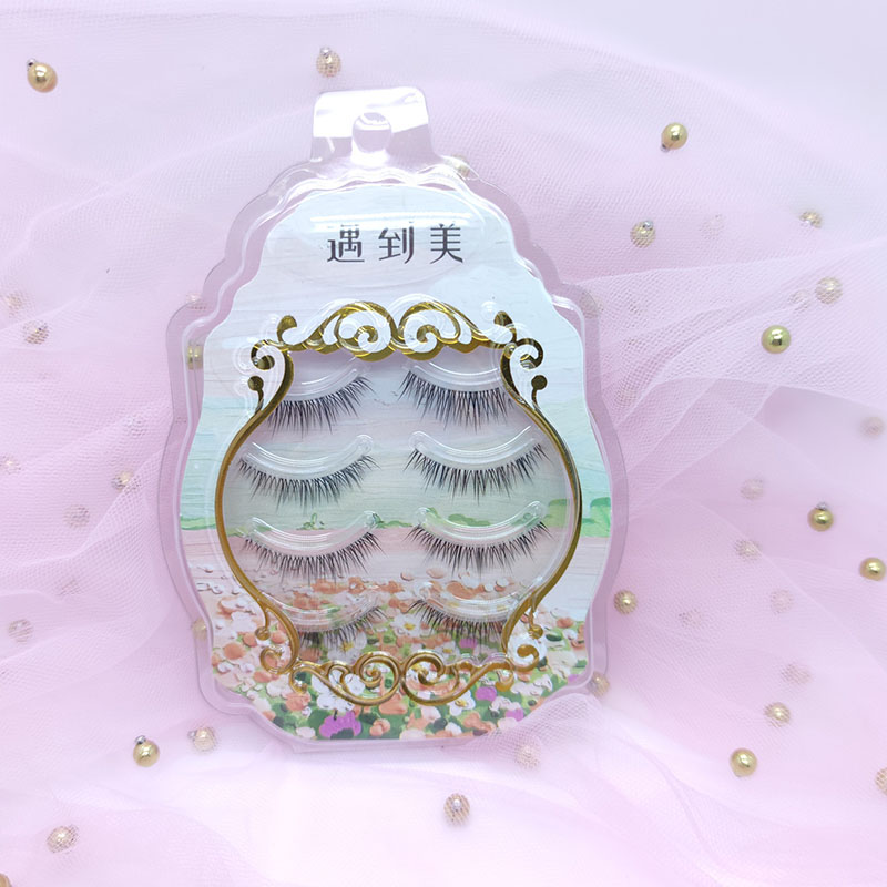 3D Faux Mink Lashes ขนตาสังเคราะห์แบบมีแถบใส 4 คู่