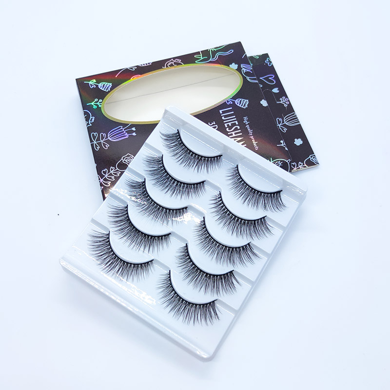 5 คู่ 3D Faux Mink ขนตาปลอมแฮนด์เมดปริมาณปุย Dramatic Eyelashes