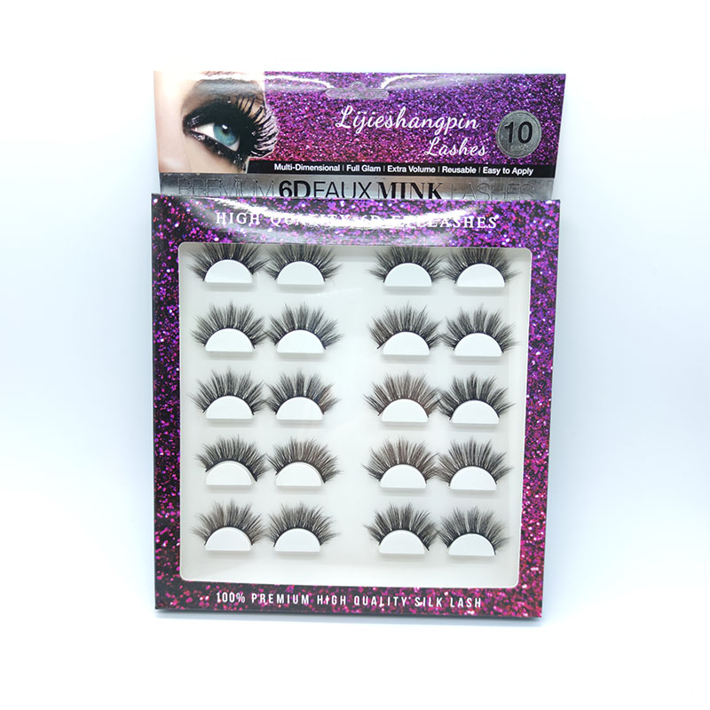 ขนตาไหมธรรมชาติหรูหรา 100% แฮนด์เมด 10 คู่ 5D Faux mink lashes
